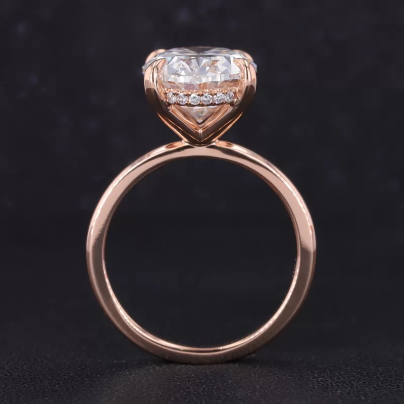 13.5×10.38mm Oval Cut Lab Grown Diamond 18K Rose Gold Solitaire Engagement Ring