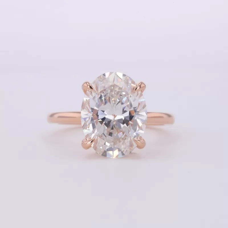 13.5×10.38mm Oval Cut Lab Grown Diamond 18K Rose Gold Solitaire Engagement Ring