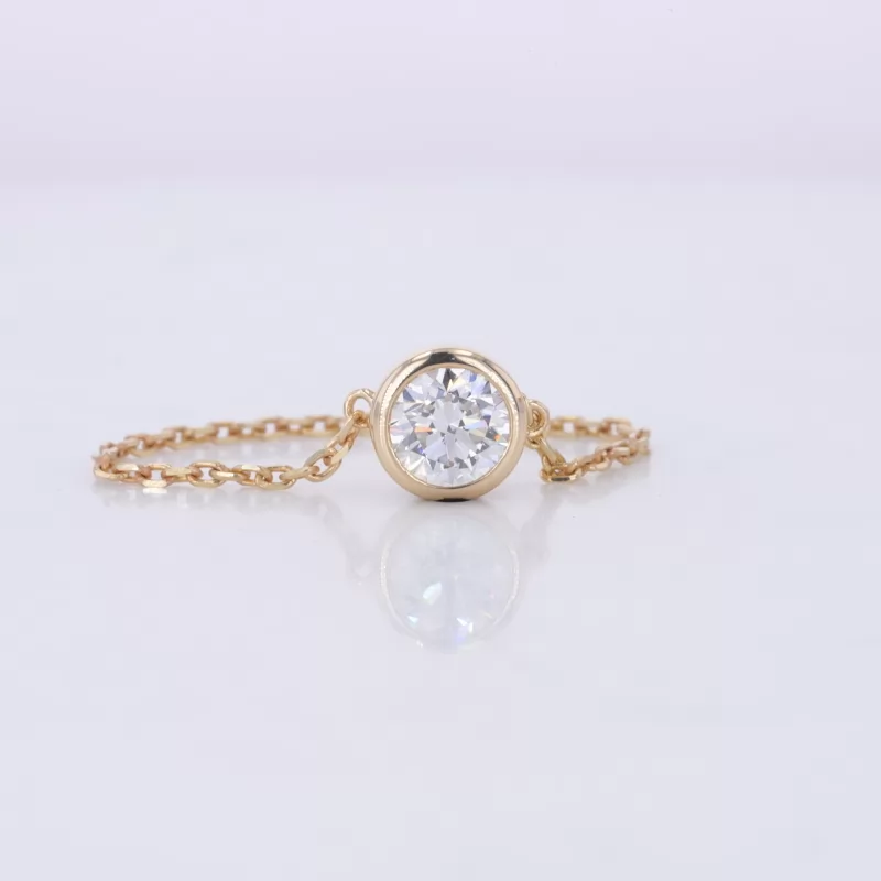 5mm Round Brilliant Cut Moissanite Bezel Set 10K Yellow Gold Diamond Bracelet