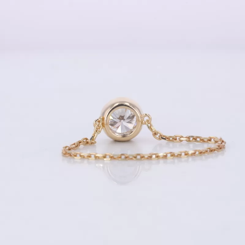 5mm Round Brilliant Cut Moissanite Bezel Set 10K Yellow Gold Engagement Ring