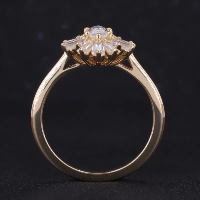 4×8mm Marquise Cut Moissanite 14K Yellow Gold Vintage Engagement Ring