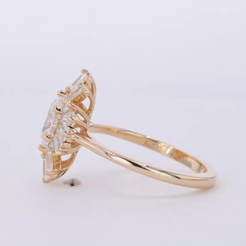 4×8mm Marquise Cut Moissanite 14K Yellow Gold Vintage Engagement Ring