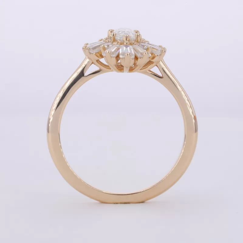 4×8mm Marquise Cut Moissanite 14K Yellow Gold Vintage Engagement Ring