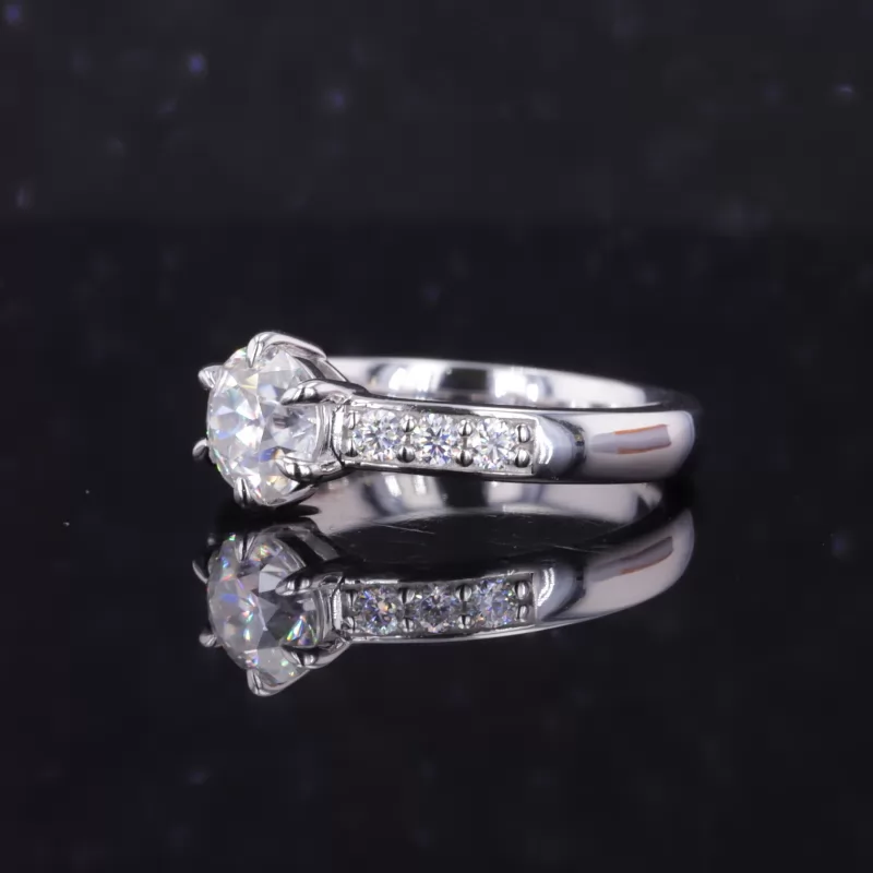 6mm Round Brilliant Cut Moissanite 9K White Gold Channel Set Engagement Ring