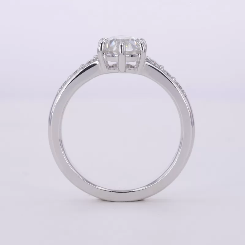 6mm Round Brilliant Cut Moissanite 9K White Gold Channel Set Engagement Ring