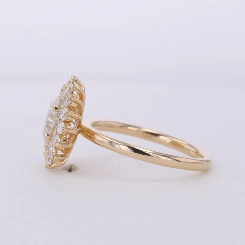 5×7mm Oval Cut Moissanite 14K Yellow Gold Halo Engagement Ring