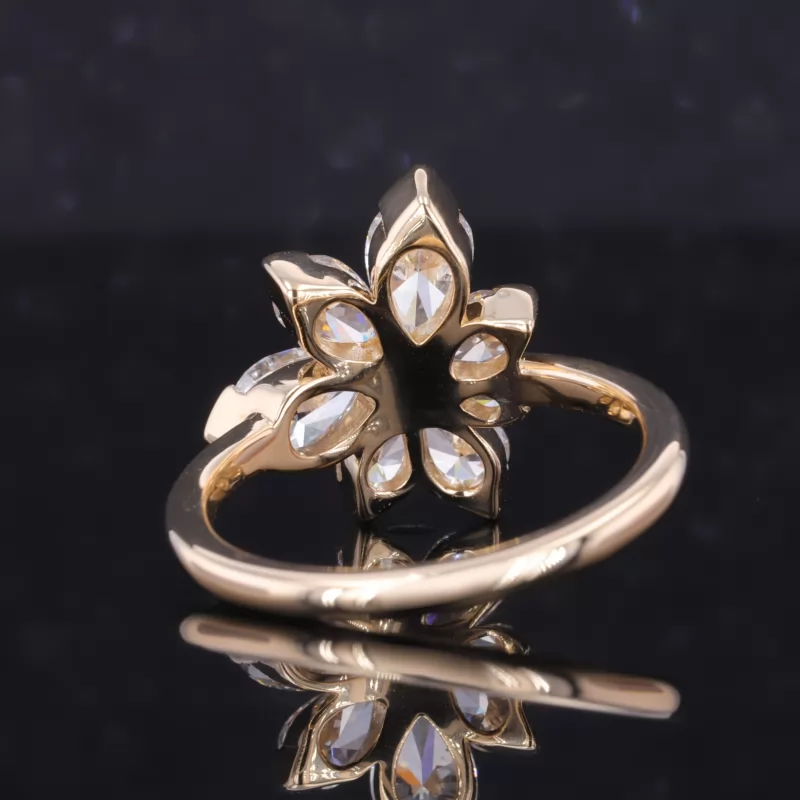 4.3×6.6mm Pear Cut Lab Grown Diamond 14K Yellow Gold Fancy Shape Design Vintage Engagement Ring