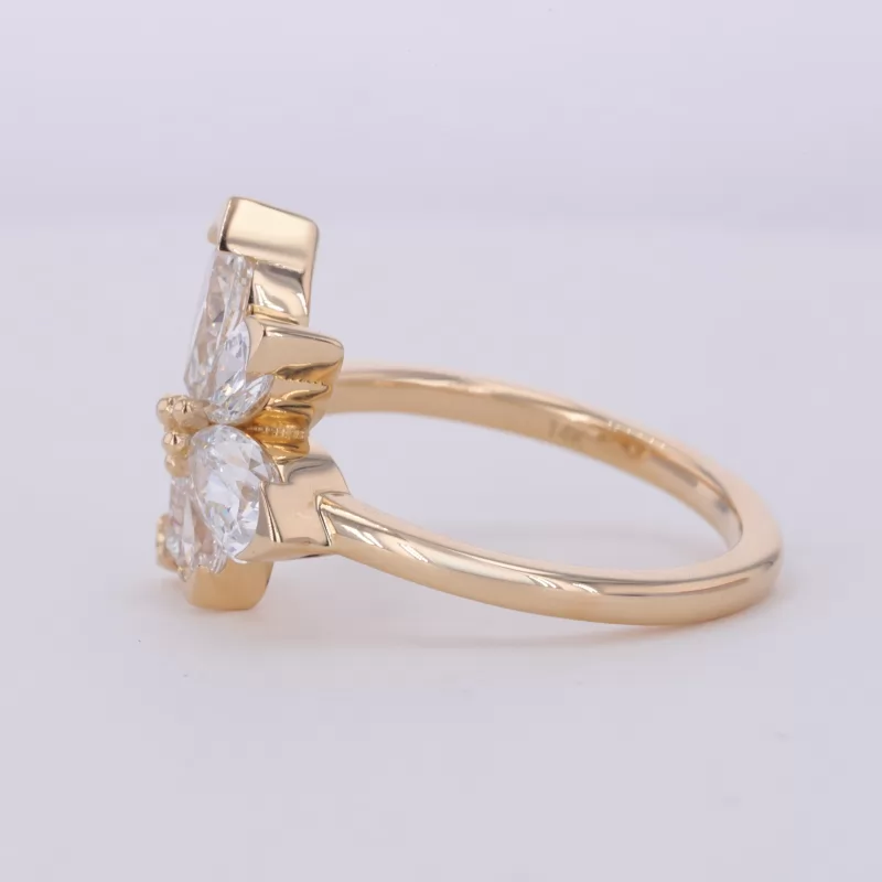 4.3×6.6mm Pear Cut Lab Grown Diamond 14K Yellow Gold Fancy Shape Design Vintage Engagement Ring