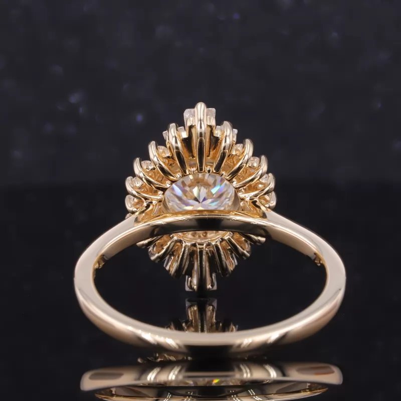 8mm Round Brilliant Cut Moissanite 10K Yellow Gold Vintage Engagement Ring
