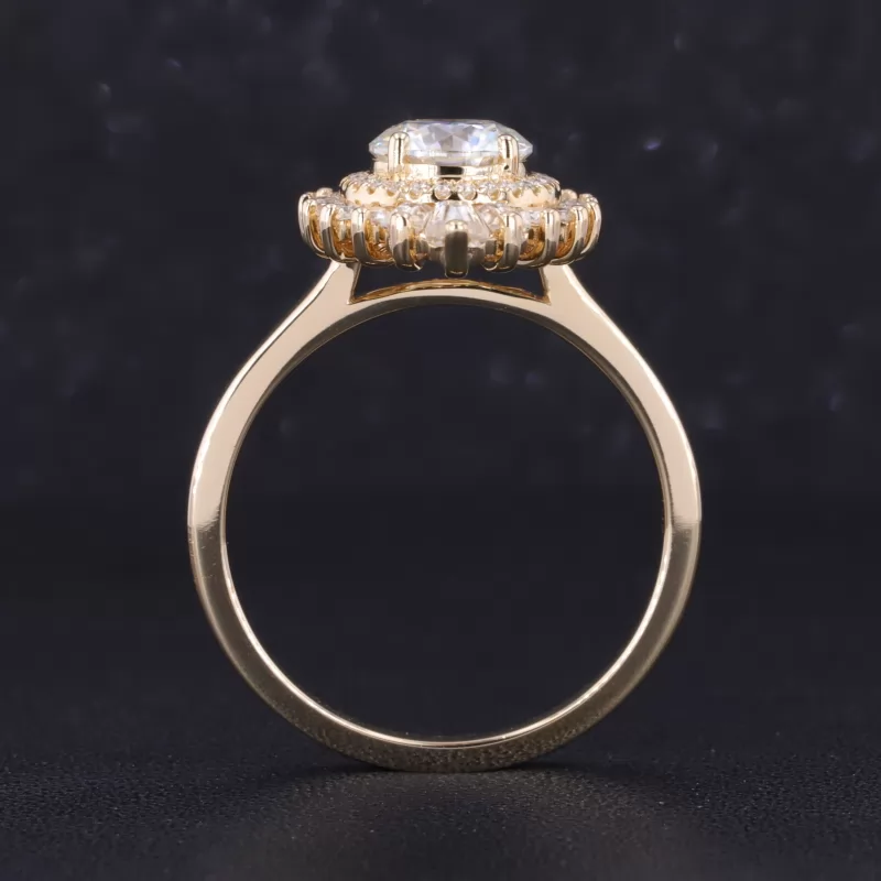 8mm Round Brilliant Cut Moissanite 10K Yellow Gold Vintage Engagement Ring