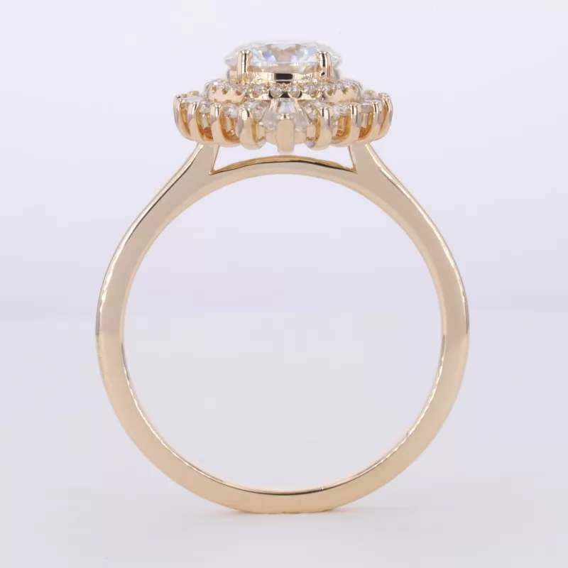 8mm Round Brilliant Cut Moissanite 10K Yellow Gold Vintage Engagement Ring