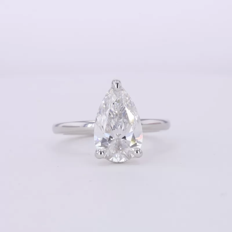 12.3×7.46mm Pear Cut Lab Grown Diamond PT950 Solitaire Engagement Ring