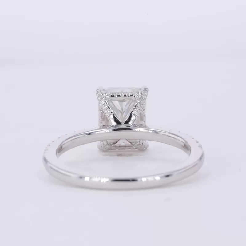 7×9mm Radiant Cut Moissanite S925 Sterling Silver Pave Engagement Ring