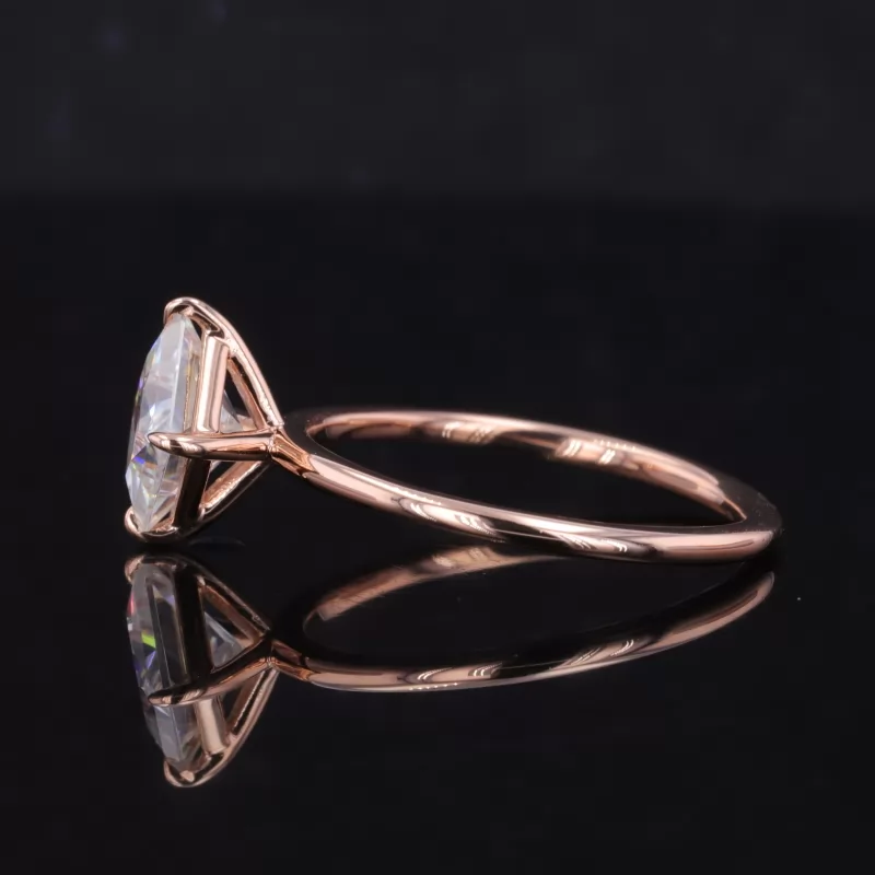 6×6mm Princess Cut Moissanite 9K Rose Gold Solitaire Engagement Ring