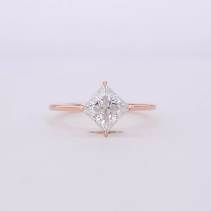 6×6mm Princess Cut Moissanite 9K Rose Gold Solitaire Engagement Ring