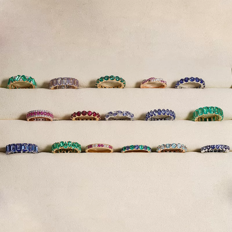 Fancy Shape Lab Gemstones Diamond Eternity Rings