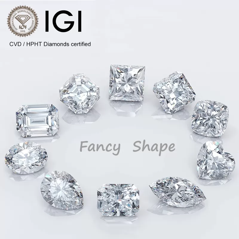 0.3ct to 10ct Fancy Shape HPHT CVD Lab Grown Diamond with IGI Certificate