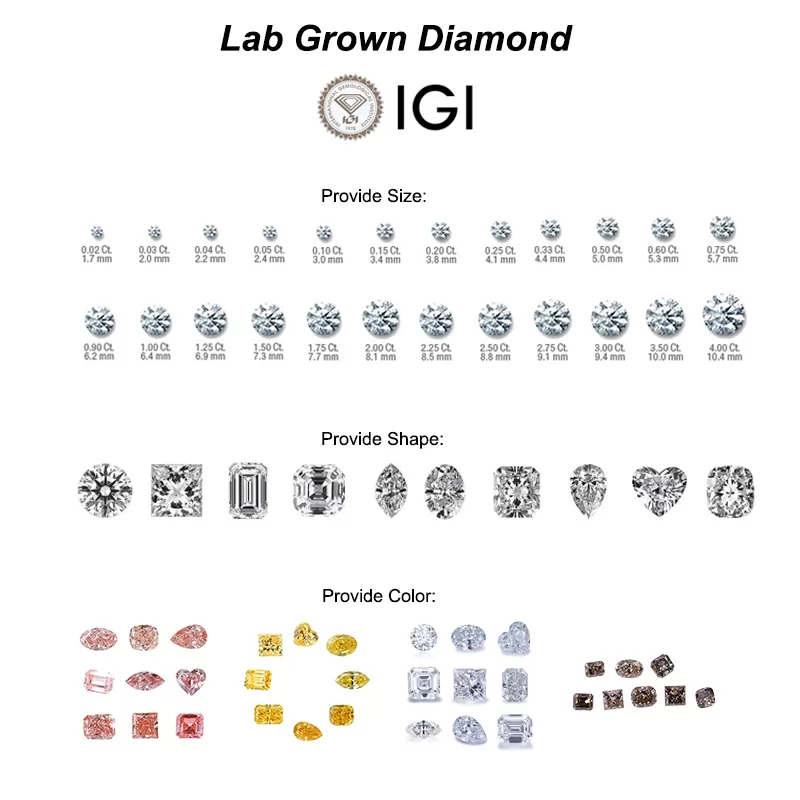 0.3ct to 10ct Fancy Shape HPHT CVD Lab Grown Diamond with IGI Certificate