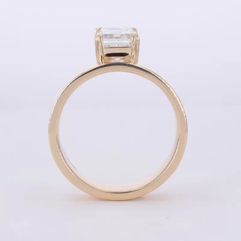 6×8.2mm Octagon Emerald Cut Moissanite 14K Yellow Gold Wide Band Style Solitaire Engagement Ring