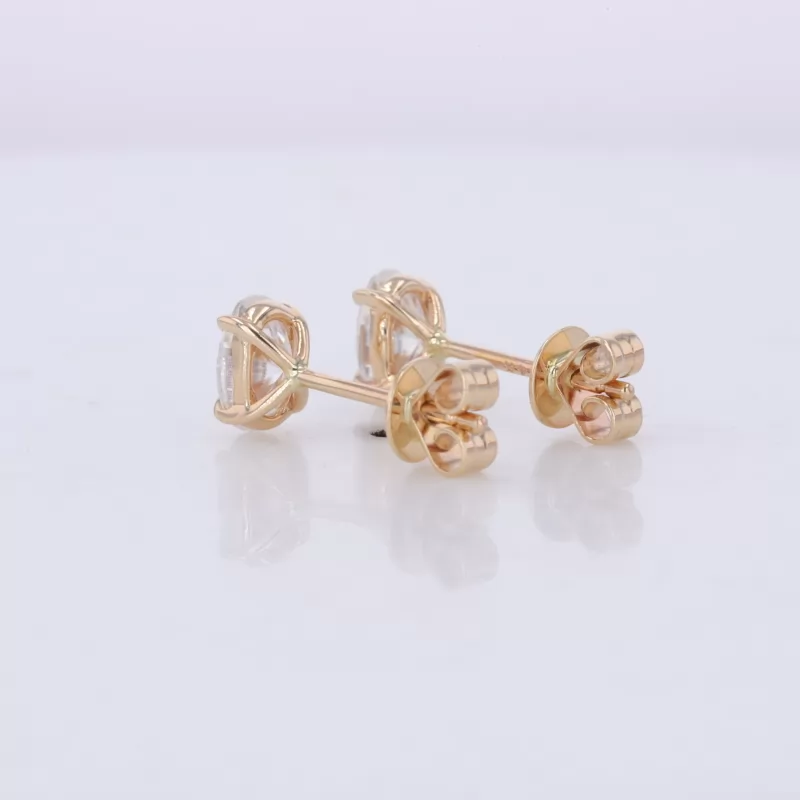 4×6mm Oval Cut Moissanite 14K Yellow Gold Diamond Stud Earrings