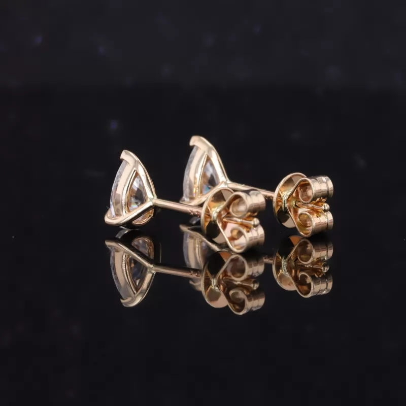 4×6mm Pear Cut Moissanite 14K Yellow Gold Diamond Stud Earrings