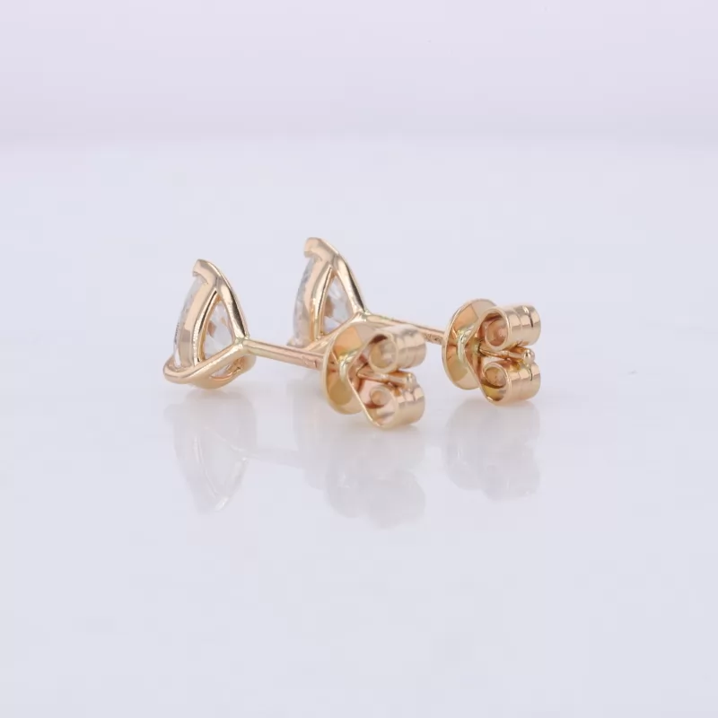 4×6mm Pear Cut Moissanite 14K Yellow Gold Diamond Stud Earrings