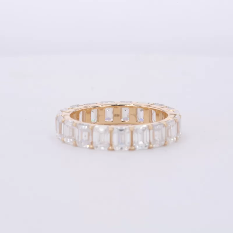 3×4mm Octagon Emerald Cut Moissanite 14K Yellow Gold Diamond Eternity Ring