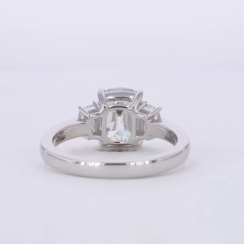 7×9mm Cushion Cut Moissanite PT950 Three Stone Engagement Ring