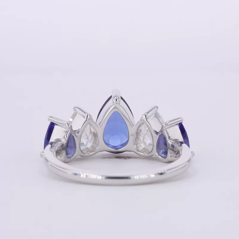 6×9mm Pear Cut Lab Gemstones Five Stone Diamond Rings