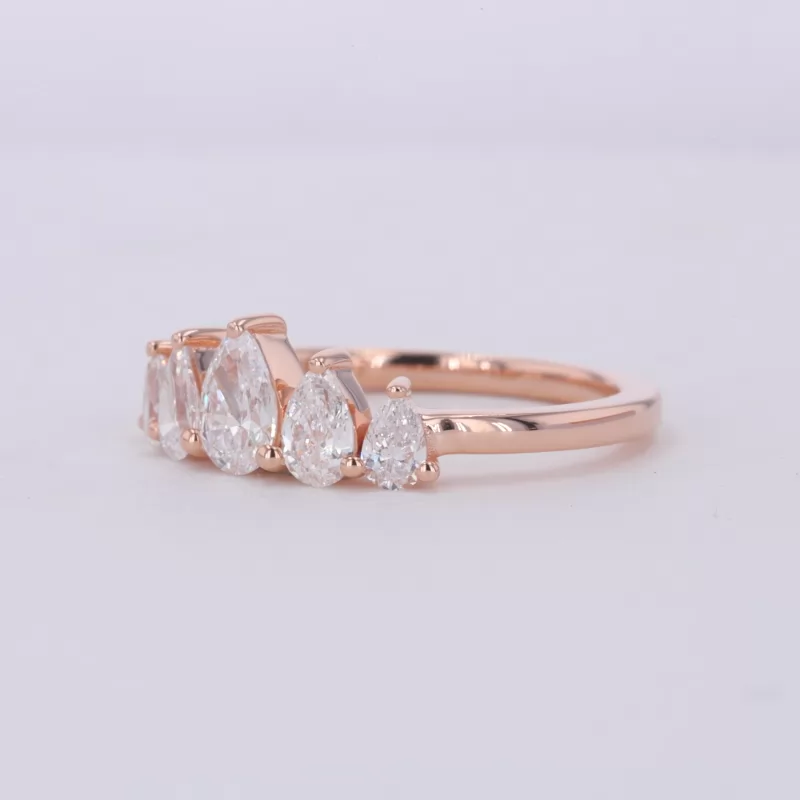 4×6mm Pear Cut Lab Gemstones Five Stone Diamond Rings