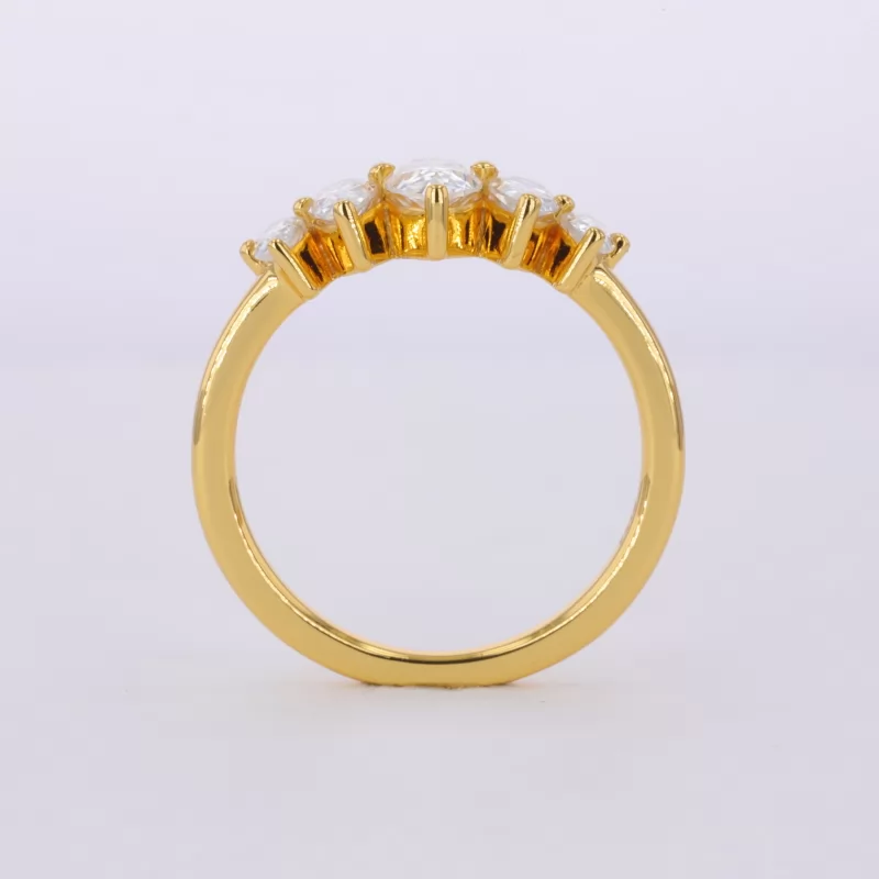 4×6mm Pear Cut Lab Gemstones Five Stone Diamond Rings