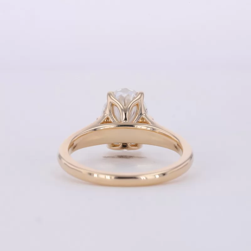 7×10mm Oval Cut Moissanite 14K Yellow Gold Solitaire Engagement Ring