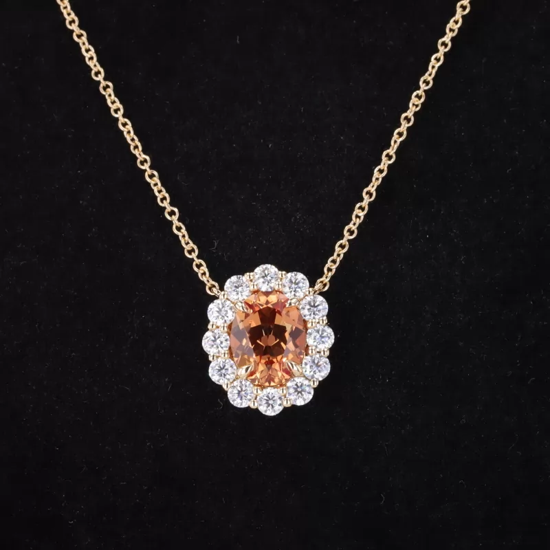 5×7mm & 7×9mm Oval Cut Lab Gemstones Diamond Pendant Necklaces