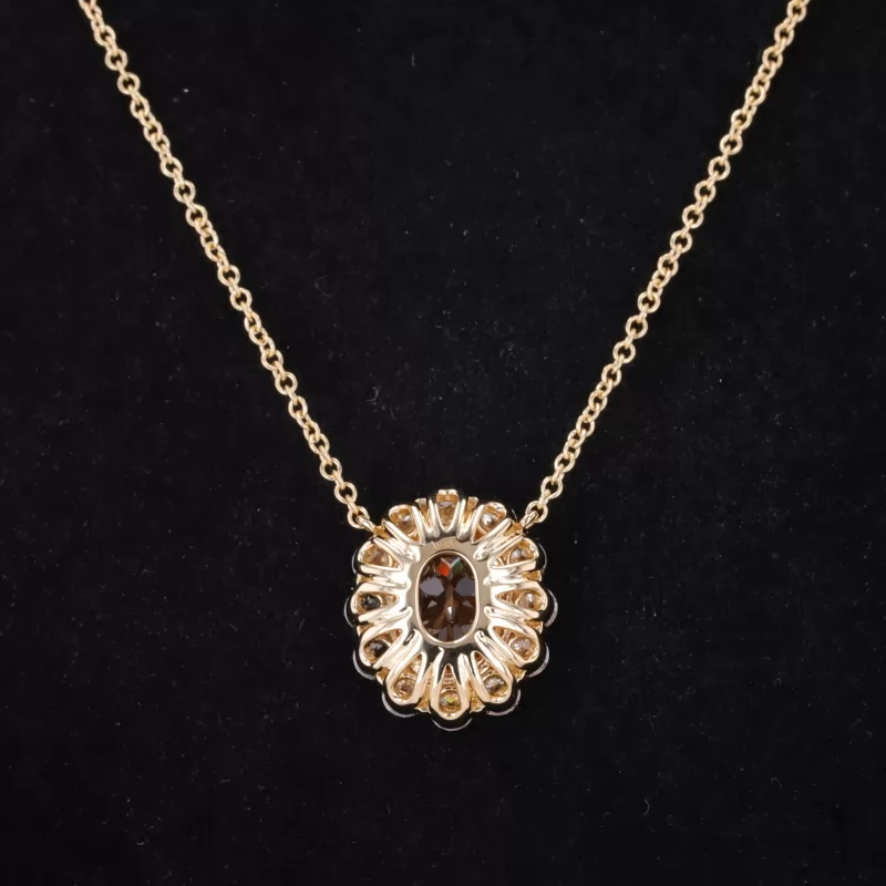 5×7mm & 7×9mm Oval Cut Lab Gemstones Diamond Pendant Necklaces