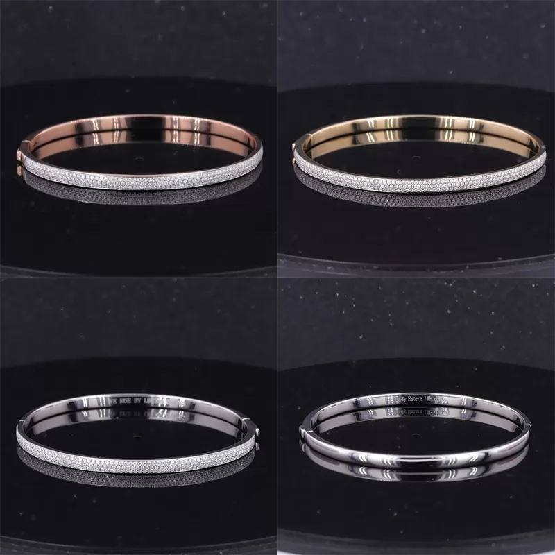 0.9mm Round Brilliant Cut Lab Grown Diamond 14K Gold Diamond Bracelets