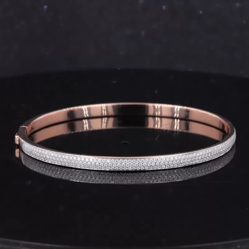 0.9mm Round Brilliant Cut Lab Grown Diamond 14K Gold Diamond Bracelets