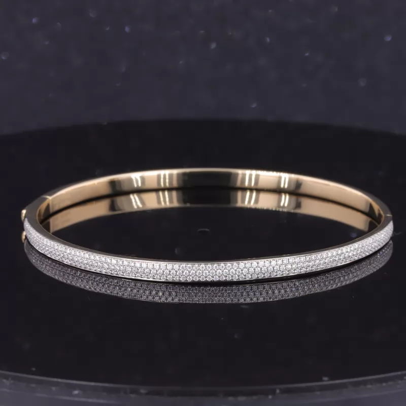 0.9mm Round Brilliant Cut Lab Grown Diamond 14K Gold Diamond Bracelets