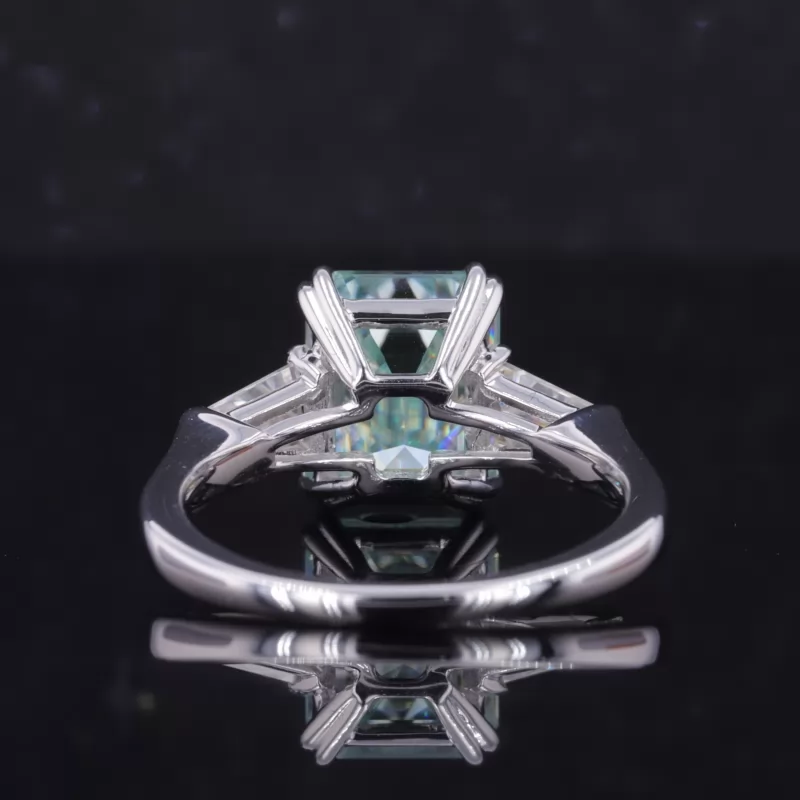 8×10mm Octagon Emerald Cut Lab Gemstones Three Stone Engagement Rings