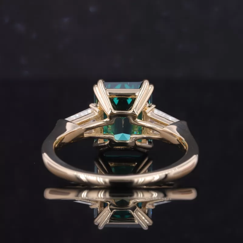 8×10mm Octagon Emerald Cut Lab Gemstones Three Stone Engagement Rings