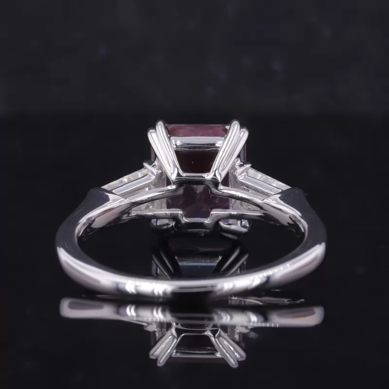 8×10mm Octagon Emerald Cut Lab Gemstones Three Stone Engagement Rings