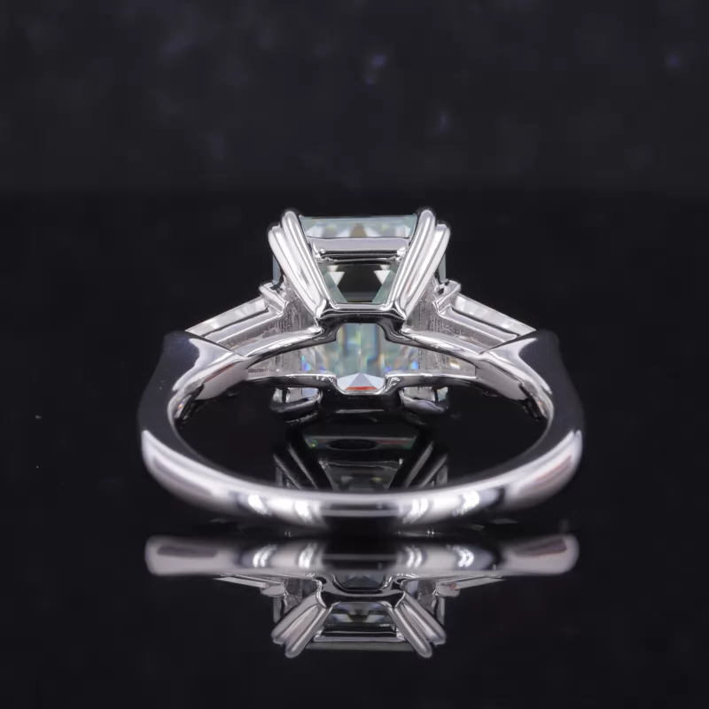 8×10mm Octagon Emerald Cut Lab Gemstones Three Stone Engagement Rings