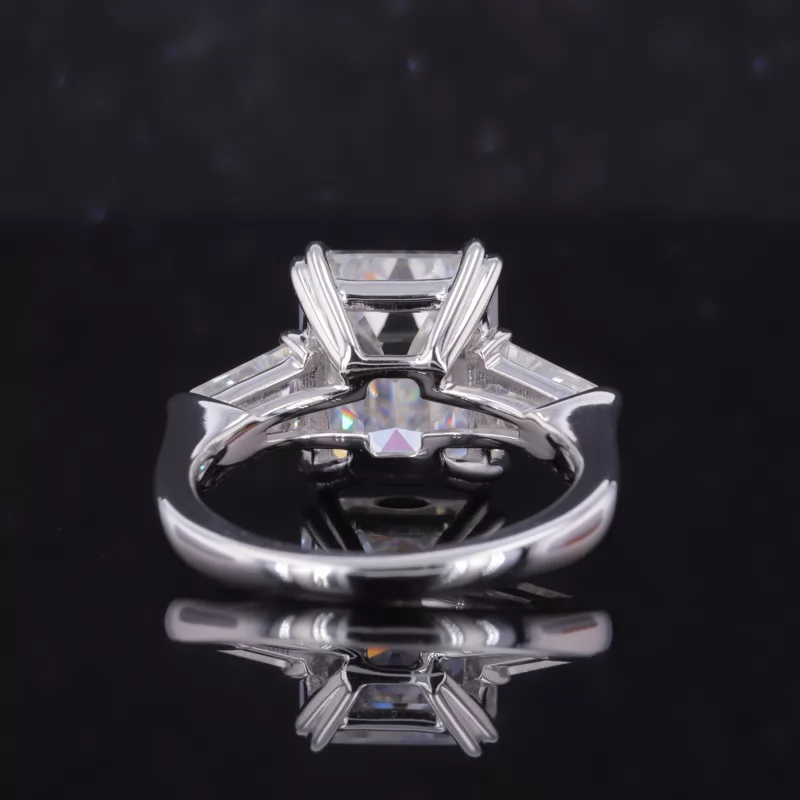 8×10mm Octagon Emerald Cut Lab Gemstones Three Stone Engagement Rings