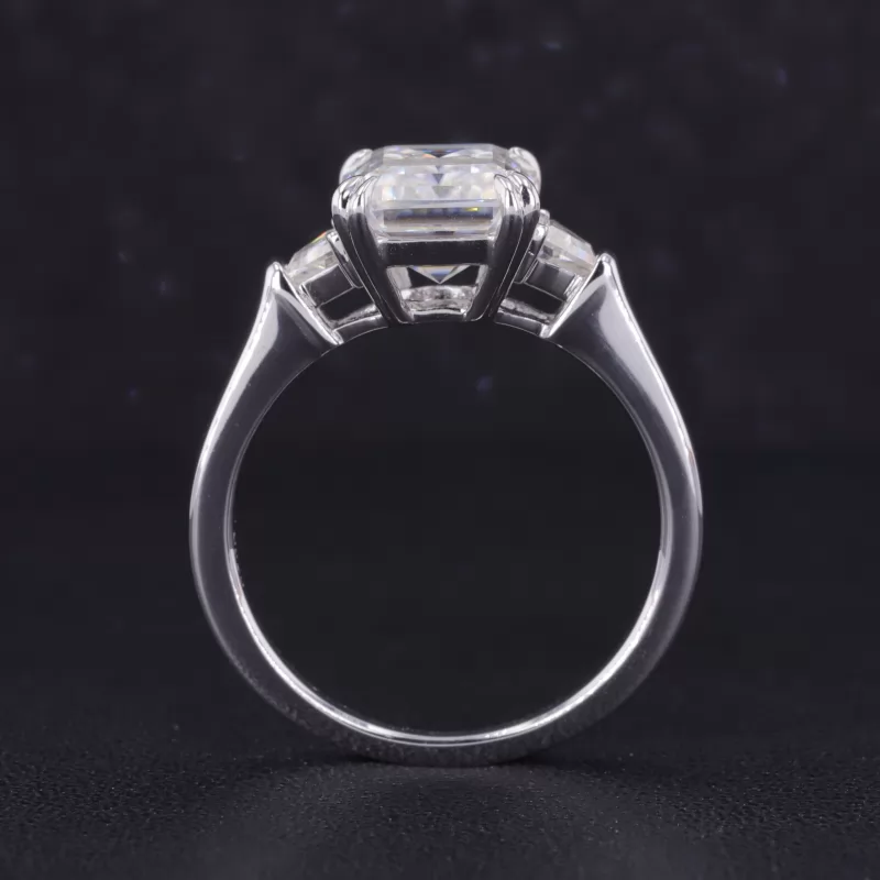 8×10mm Octagon Emerald Cut Lab Gemstones Three Stone Engagement Rings