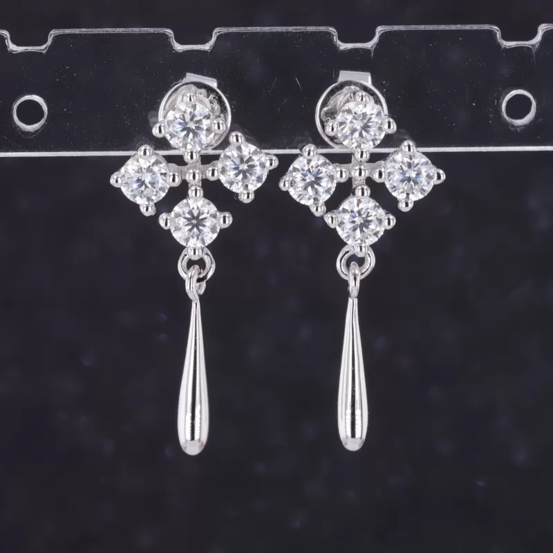 3.1mm Round Brilliant Cut Moissanite Diamond Earrings