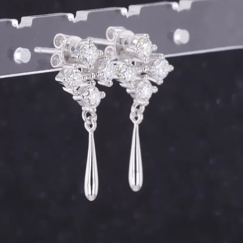 3.1mm Round Brilliant Cut Moissanite Diamond Earrings