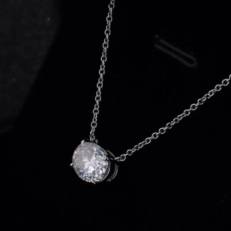 7×9mm Oval Cut Moissanite Diamond 14K White Gold Pendant Necklace