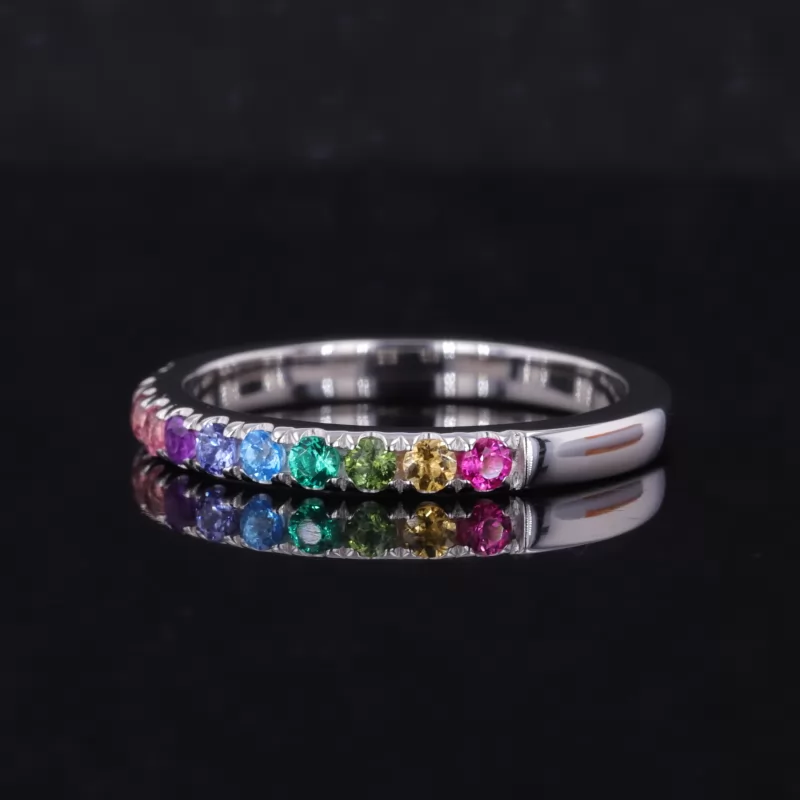 2mm Round Brilliant Cut Colour Gemstones Rainbow Diamond Rings