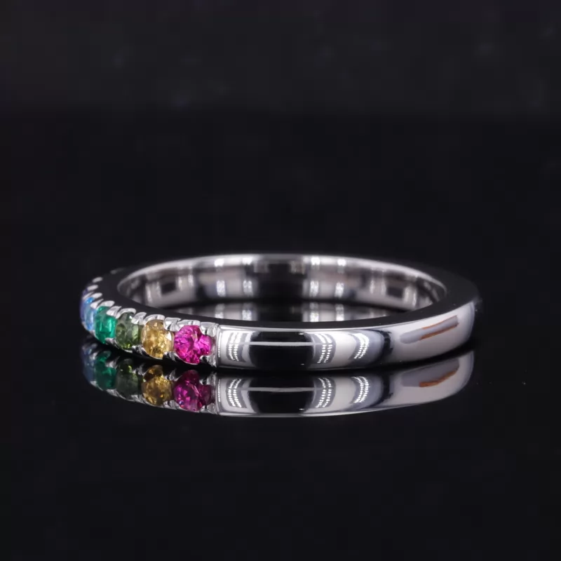 2mm Round Brilliant Cut Colour Gemstones Rainbow Diamond Rings