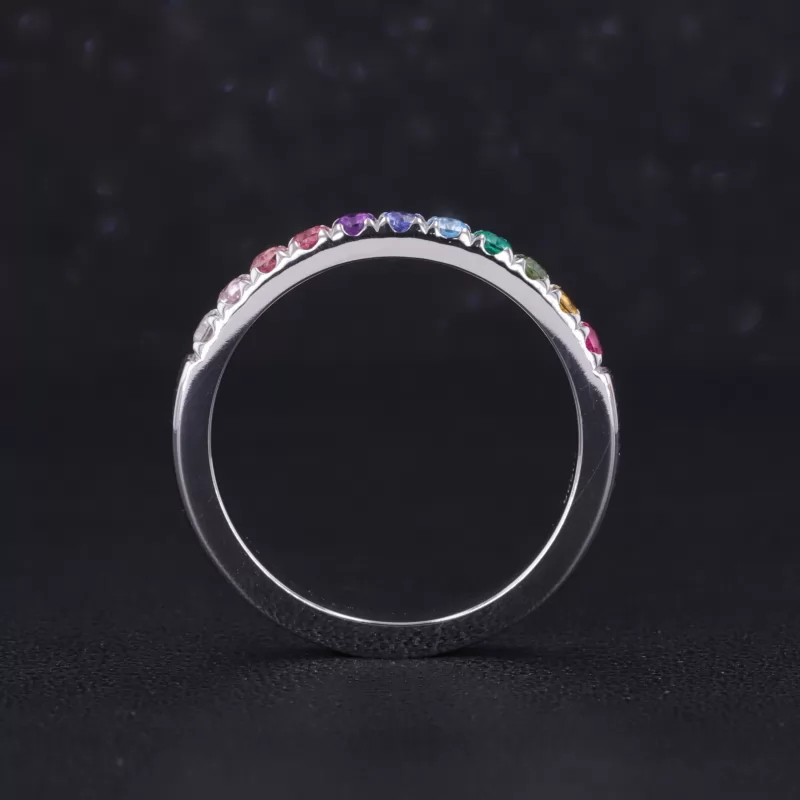 2mm Round Brilliant Cut Colour Gemstones Rainbow Diamond Rings