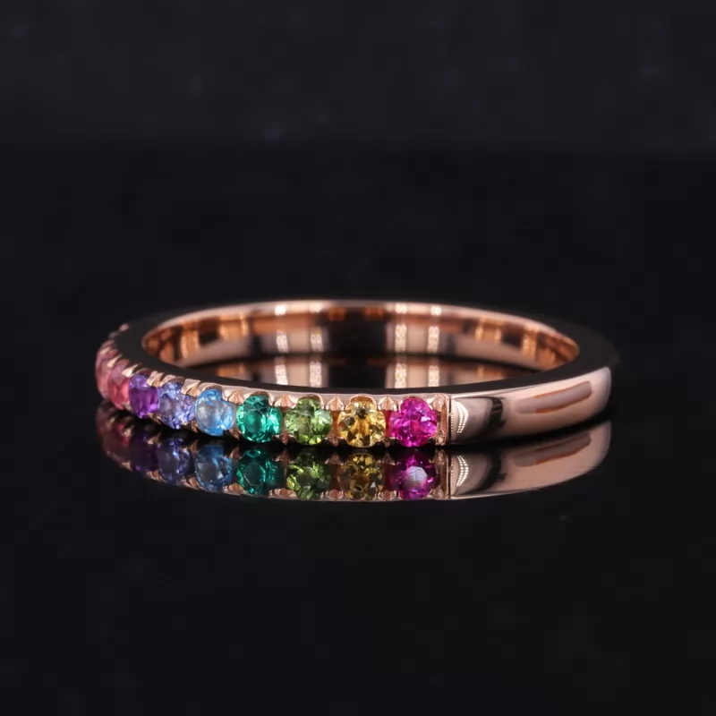 2mm Round Brilliant Cut Colour Gemstones Rainbow Diamond Rings